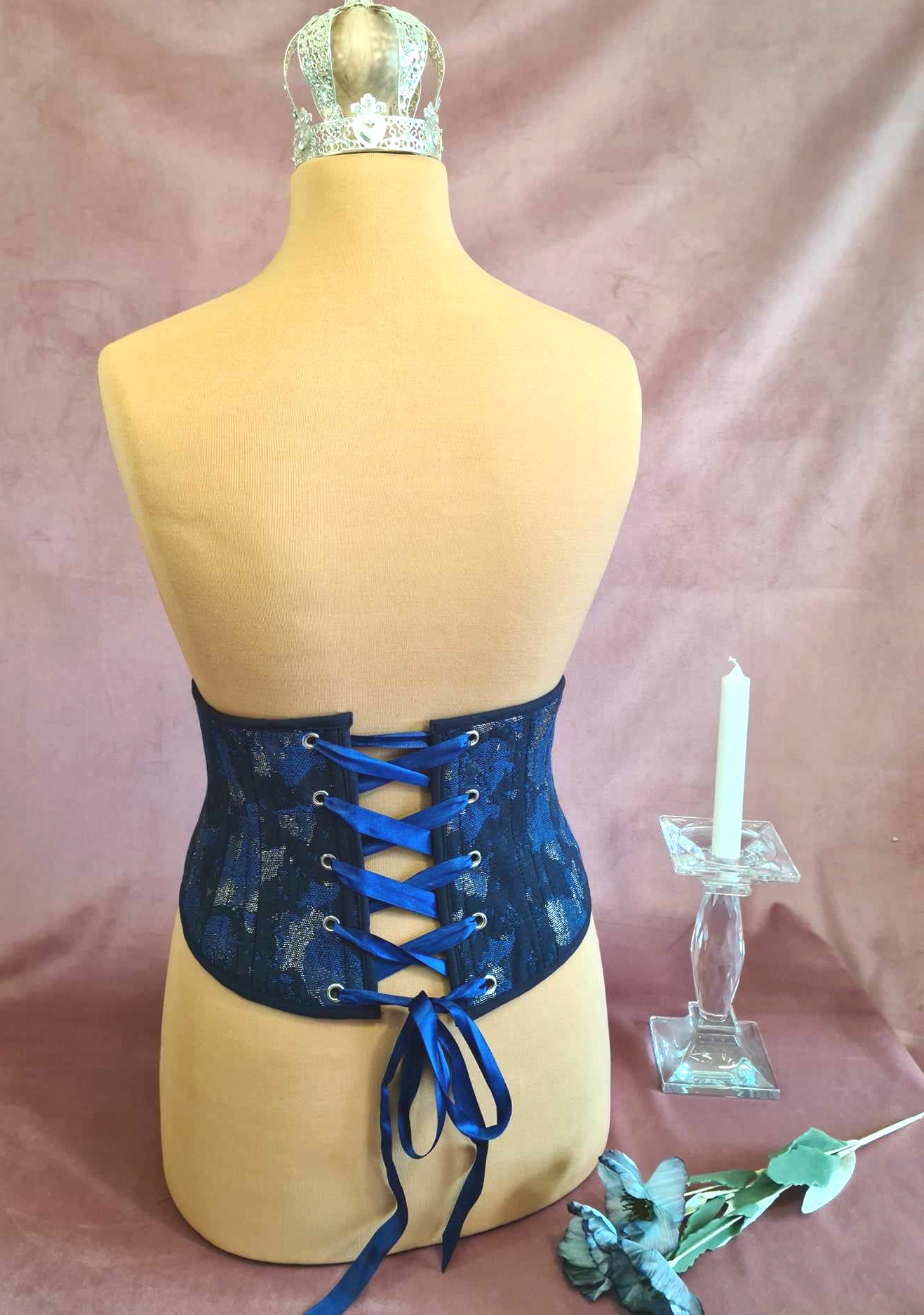 Serre-taille bleu et argenté